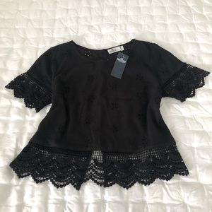 Hollister Black Lace Trim Shirt